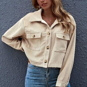 Corduroy trucker jacket shacket button up pocket